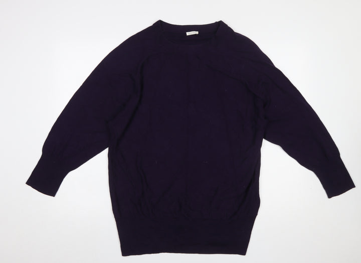 Kaliko Women’s Purple Cotton Blend Long Sleeve Crew Neck Jumper L