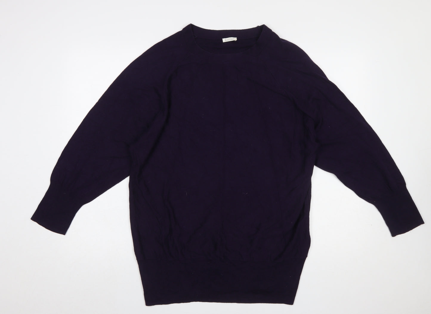 Kaliko Women’s Purple Cotton Blend Long Sleeve Crew Neck Jumper L