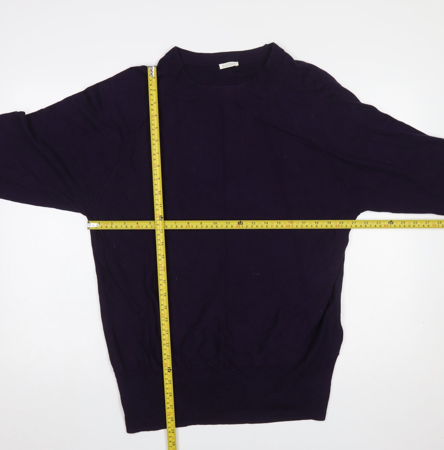 Kaliko Women’s Purple Cotton Blend Long Sleeve Crew Neck Jumper L