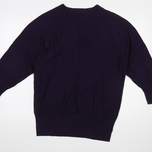 Kaliko Women’s Purple Cotton Blend Long Sleeve Crew Neck Jumper L