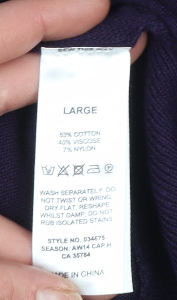Kaliko Women’s Purple Cotton Blend Long Sleeve Crew Neck Jumper L