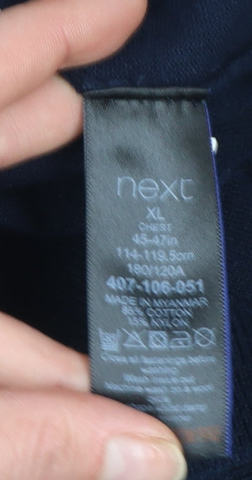 Next Men’s Black Cotton Collared Henley Jumper XL Classic Fit