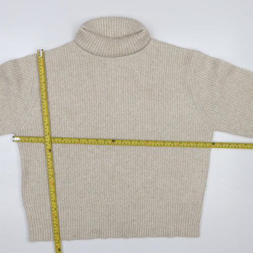 Marks and Spencer Womens Beige Roll Neck Chunky Knit Jumper Size L