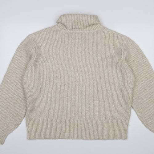 Marks and Spencer Womens Beige Roll Neck Chunky Knit Jumper Size L