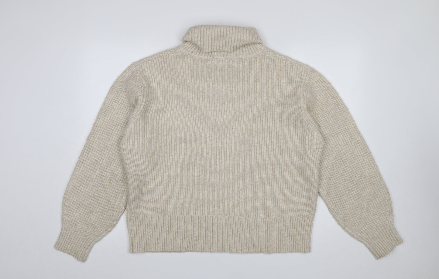 Marks and Spencer Womens Beige Roll Neck Chunky Knit Jumper Size L