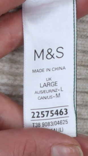 Marks and Spencer Womens Beige Roll Neck Chunky Knit Jumper Size L