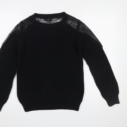 Next Women’s Black Lace Shoulder Knit Jumper Size 10