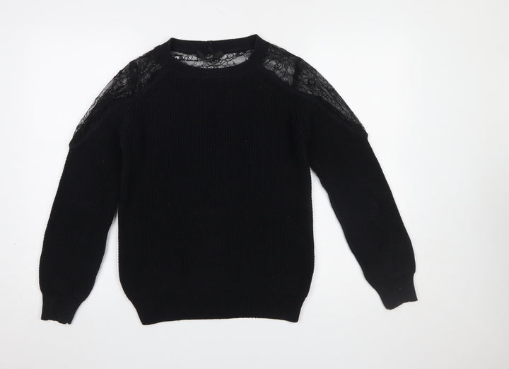 Next Women’s Black Lace Shoulder Knit Jumper Size 10