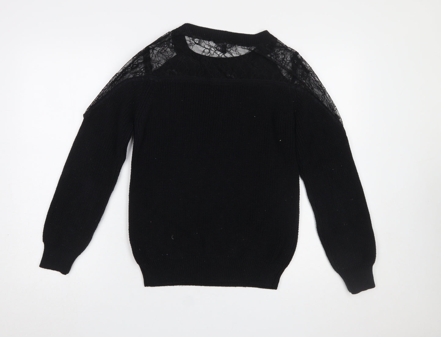 Next Women’s Black Lace Shoulder Knit Jumper Size 10