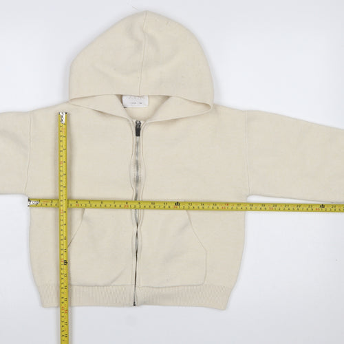 ZARA Girls Beige Full Zip Hooded Cardigan Size 13-14 Years Knit Jumper