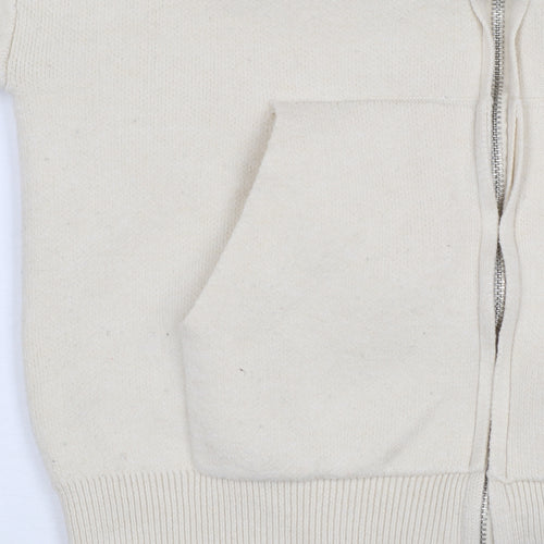ZARA Girls Beige Full Zip Hooded Cardigan Size 13-14 Years Knit Jumper