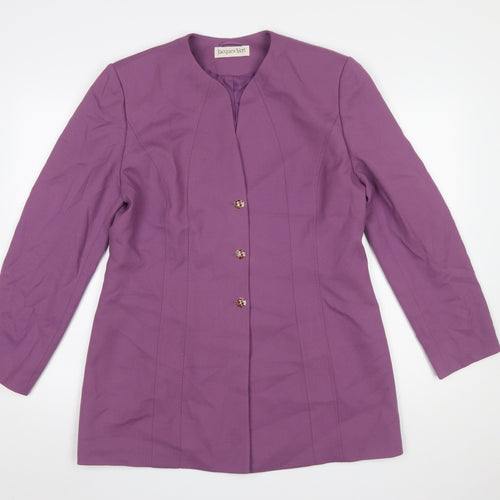 Jacques Vert Women's Purple Wool Blend Long Blazer Size 16