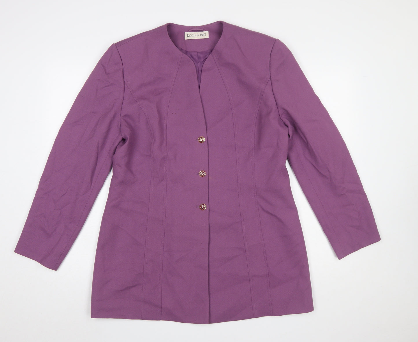 Jacques Vert Women's Purple Wool Blend Long Blazer Size 16
