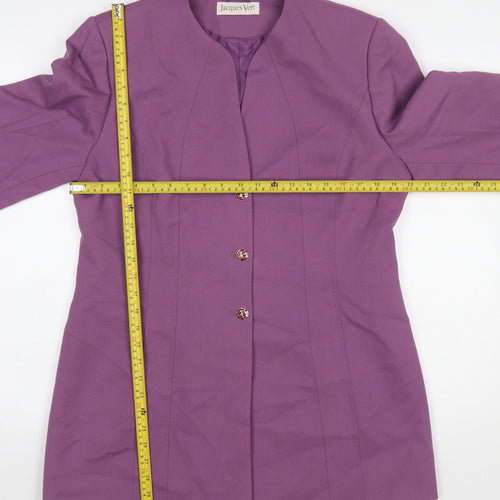 Jacques Vert Women's Purple Wool Blend Long Blazer Size 16
