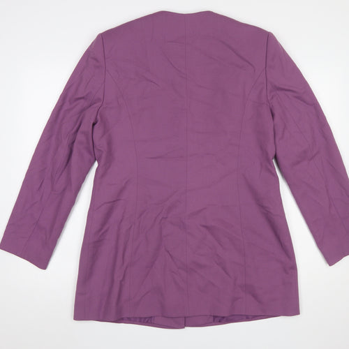 Jacques Vert Women's Purple Wool Blend Long Blazer Size 16