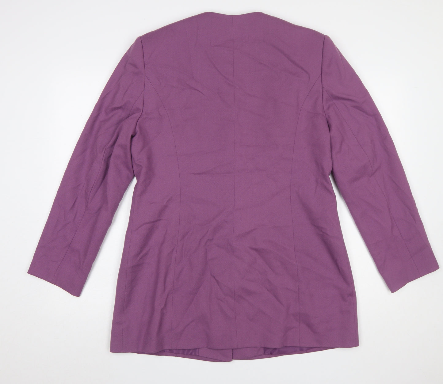 Jacques Vert Women's Purple Wool Blend Long Blazer Size 16