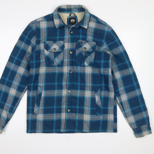 Animal Men’s Blue Check Flannel Sherpa Lined Jacket Size S