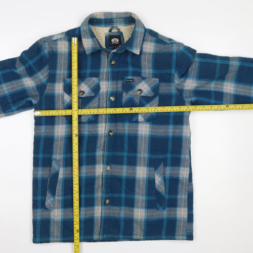 Animal Men’s Blue Check Flannel Sherpa Lined Jacket Size S