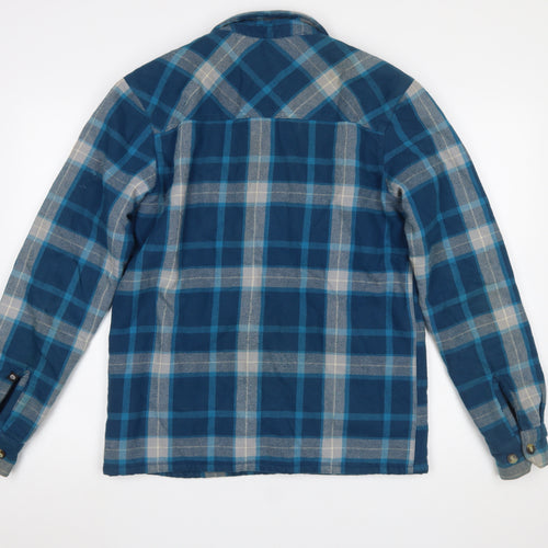 Animal Men’s Blue Check Flannel Sherpa Lined Jacket Size S