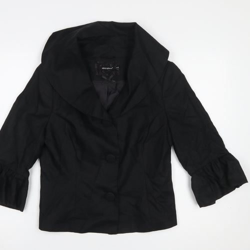 Atmosphere Women Black Size 12 Cropped Suit Jacket with 3/4 Sleeves