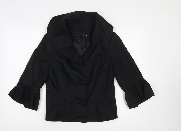 Atmosphere Women Black Size 12 Cropped Suit Jacket with 3/4 Sleeves