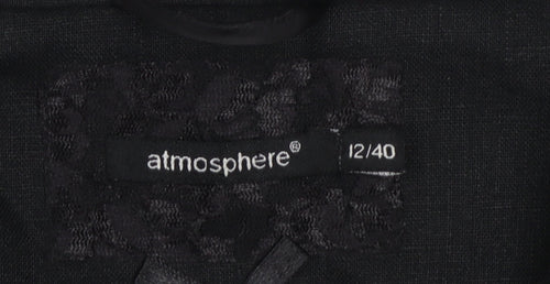 Atmosphere Women Black Size 12 Cropped Suit Jacket with 3/4 Sleeves