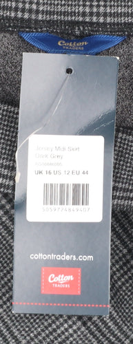 Cotton Traders Women’s Grey Jersey Midi A-Line Skirt Size 16