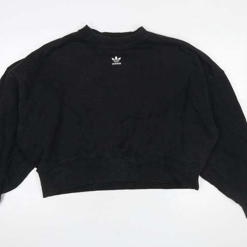 Adidas Women Black Crew Neck Pullover Sweatshirt UK 12