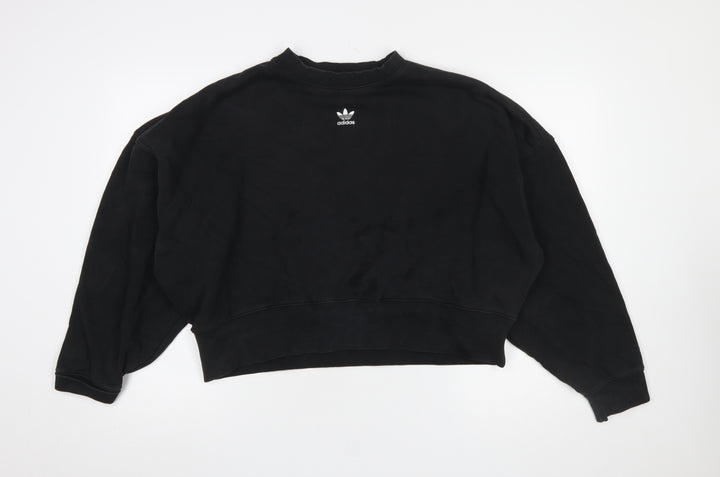 Adidas Women Black Crew Neck Pullover Sweatshirt UK 12