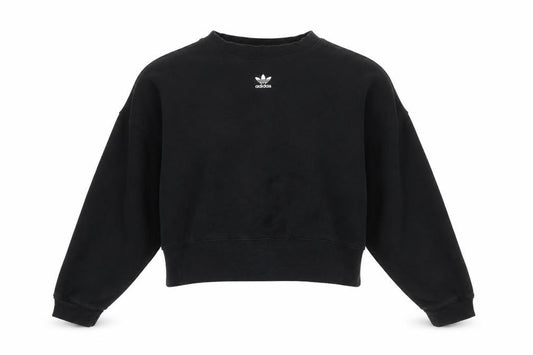 Front view of Adidas Women Black Crew Neck Pullover Sweatshirt UK 12
