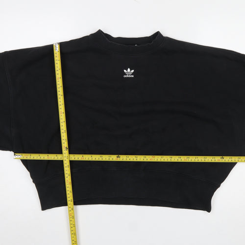 Adidas Women Black Crew Neck Pullover Sweatshirt UK 12