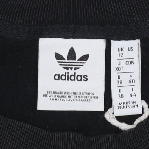 Adidas Women Black Crew Neck Pullover Sweatshirt UK 12