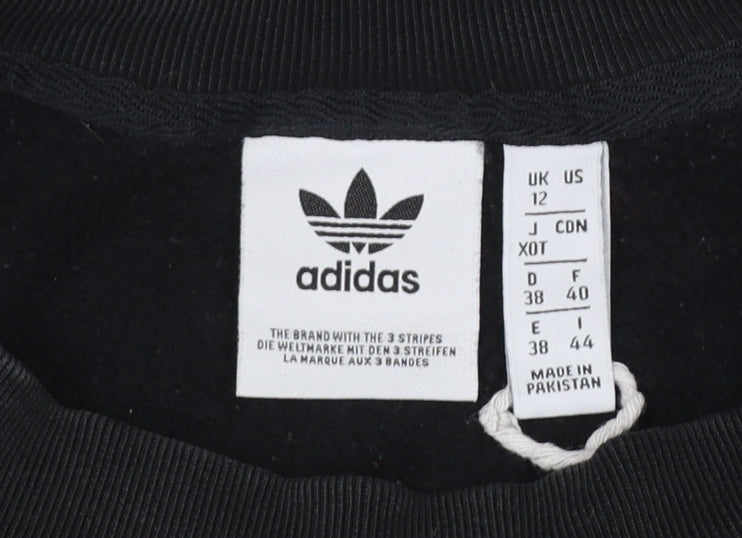 Adidas Women Black Crew Neck Pullover Sweatshirt UK 12