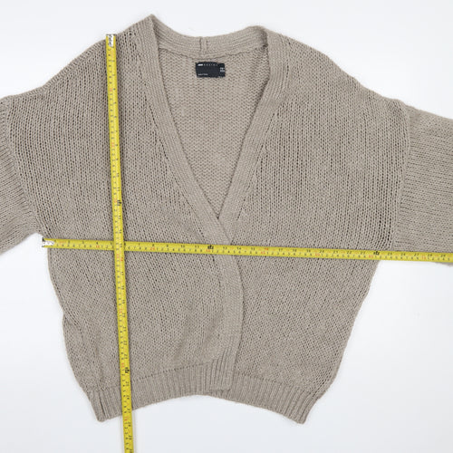 ASOS DESIGN Women Beige Knit Relaxed V-Neck Cardigan Size 10