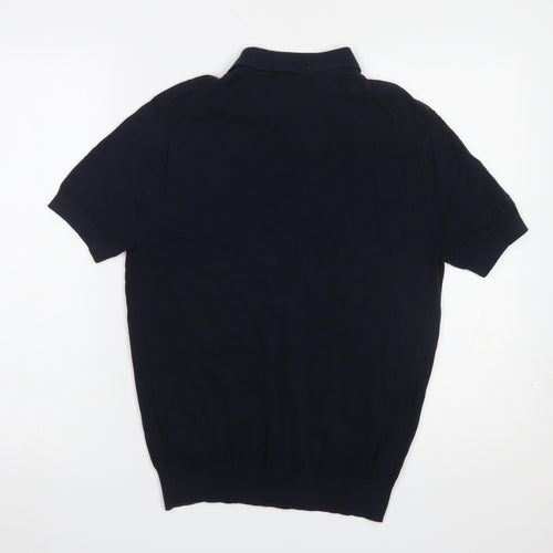 Zara Men’s Black Lyocell Cotton Polo Shirt Size M Short Sleeve