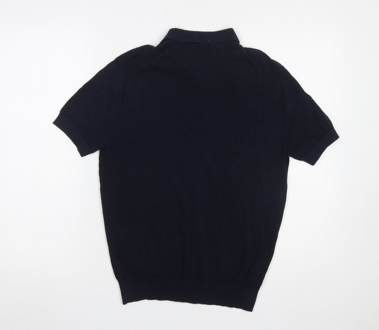 Zara Men’s Black Lyocell Cotton Polo Shirt Size M Short Sleeve