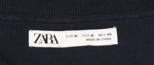 Zara Men’s Black Lyocell Cotton Polo Shirt Size M Short Sleeve