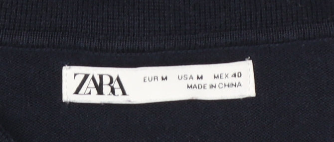Zara Men’s Black Lyocell Cotton Polo Shirt Size M Short Sleeve