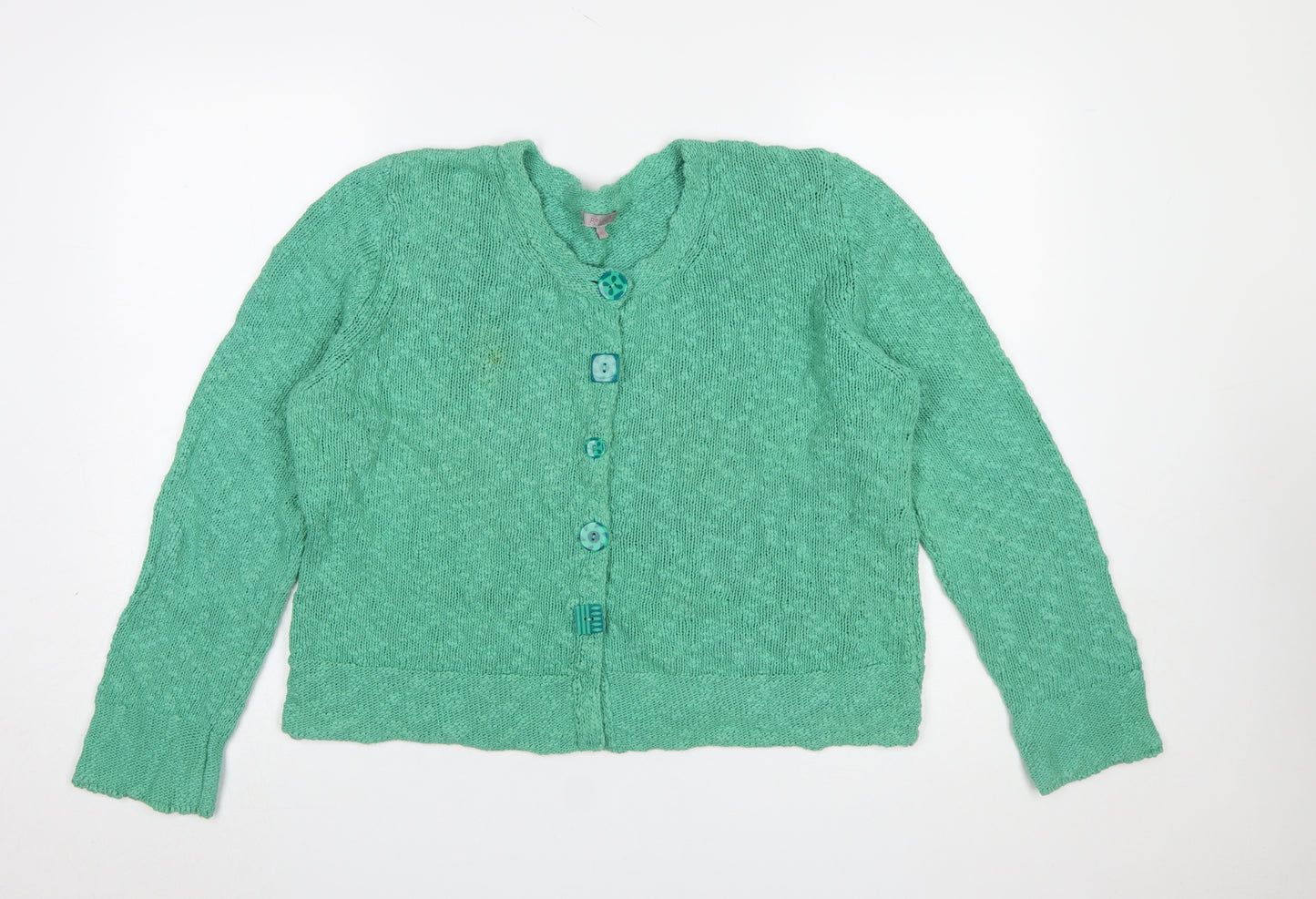Marks and Spencer Per Una Green Cotton Knit Cardigan Women’s XL Round Neck