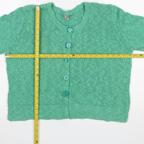 Marks and Spencer Per Una Green Cotton Knit Cardigan Women’s XL Round Neck