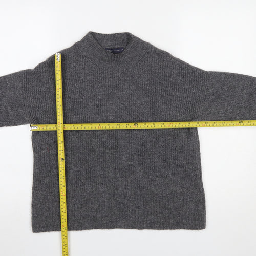Marks and Spencer Women Grey Mock Neck Bell Sleeve Pullover Jumper Size S
