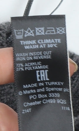 Marks and Spencer Women Grey Mock Neck Bell Sleeve Pullover Jumper Size S