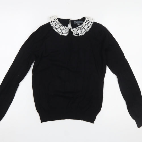 Intuition Women's Black Collared Knit Pullover Jumper Size 8