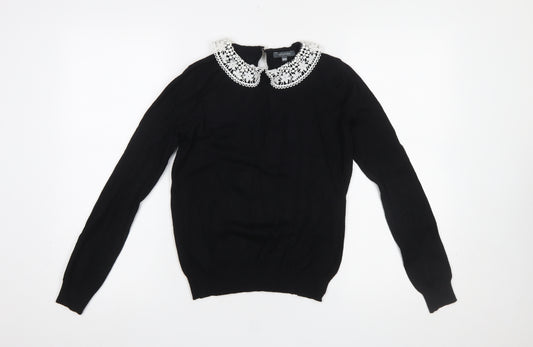 Intuition Women's Black Collared Knit Pullover Jumper Size 8
