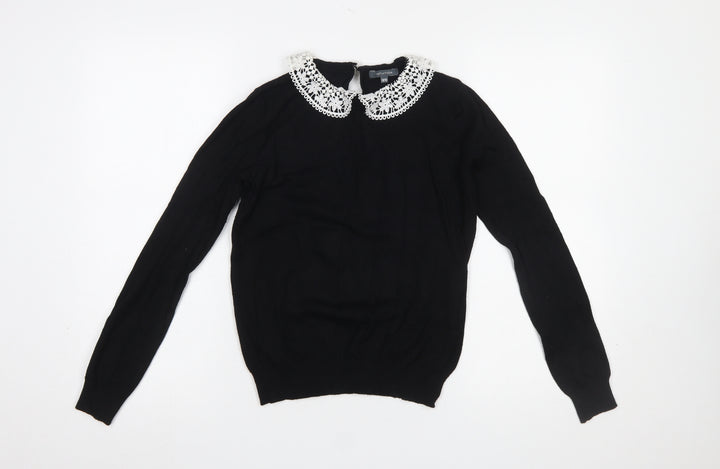 Intuition Women's Black Collared Knit Pullover Jumper Size 8