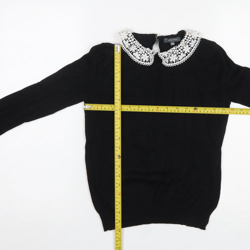 Intuition Women's Black Collared Knit Pullover Jumper Size 8