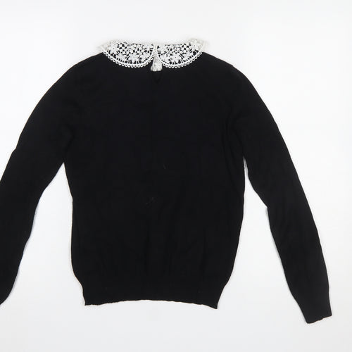 Intuition Women's Black Collared Knit Pullover Jumper Size 8
