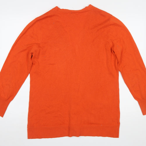 Liz Claiborne Women Orange Cotton Blend V-Neck Cardigan XL
