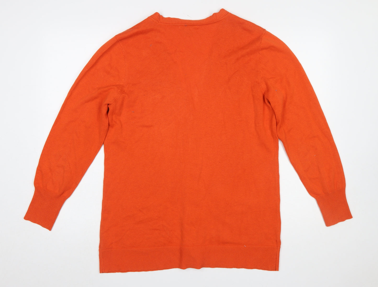 Liz Claiborne Women Orange Cotton Blend V-Neck Cardigan XL