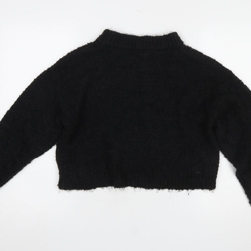Glamorous Women’s Black Mock Neck Knit Pullover Jumper UK 10